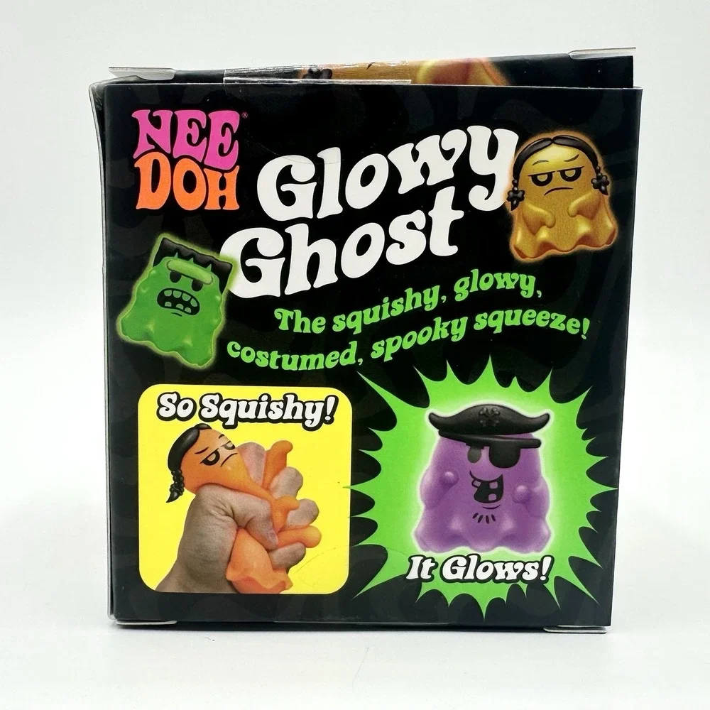 New Sealed NeeDoh Glowy Ghost Green Grumpy Halloween Glow In The Dark Schylling